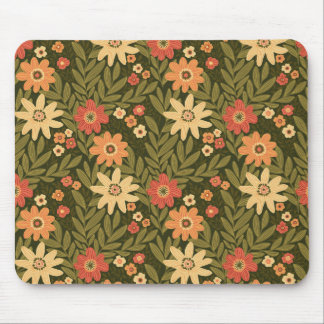Bohemian flowers in earth tones mouse pad