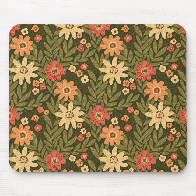 Bohemian flowers in earth tones mouse pad (Front)