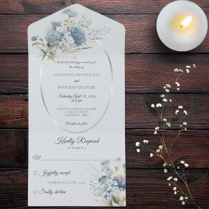 Bohemian Flowers on Blue All In One Invitation