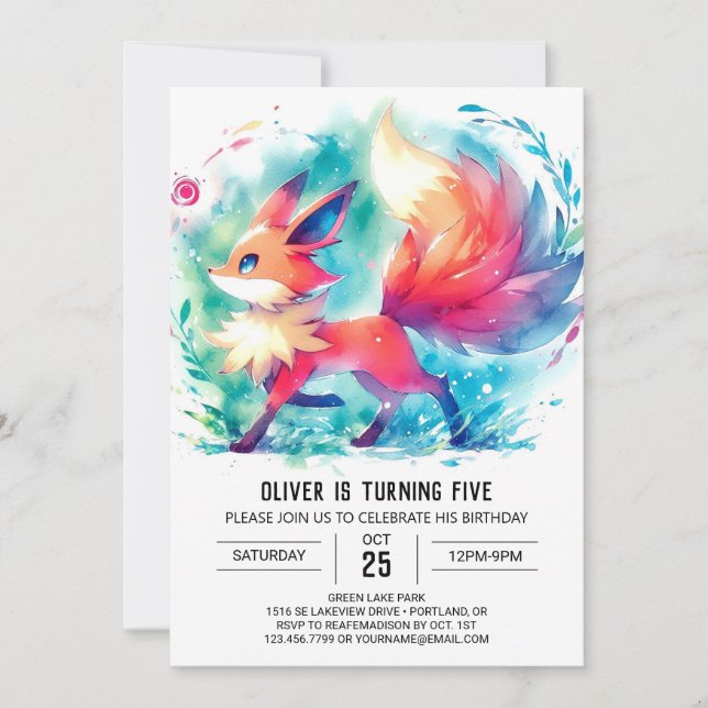 Bohemian Fox Birthday Invitation (Front)