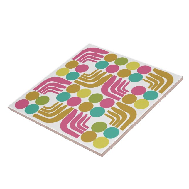 Bohemian Fun Red Blue Green Brown Mulit-colours Tile (Side)