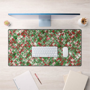 Bohemian Funky Christmas Chequerboard Pattern Desk Mat