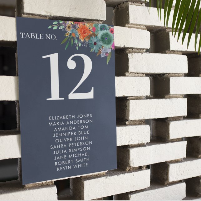 Bohemian Garden Blue Boho Wildflower Wedding Table Number (Creator Uploaded)
