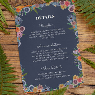 Bohemian Garden Boho Wildflower Wedding Details Enclosure Card