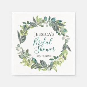 Bohemian Garden Foliage Wreath Personalised Napkin
