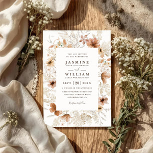 Bohemian Garden Wildflowers QR Code Wedding Invitation