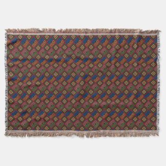 Bohemian Geometric Mosaic - Multi Colour Abstract  Throw Blanket