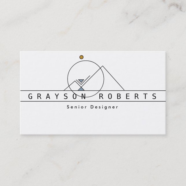Bohemian Geometric Mountain Logo | Custom Business Business Card (Front)