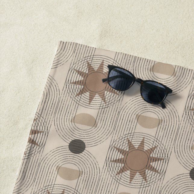 Bohemian Geometry – Vibrant Pattern Artwork Beach Towel (In Situ)