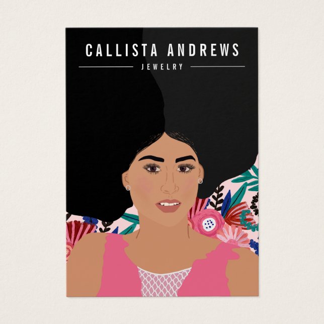 Bohemian Girl Illustration Earring Display Card (Front)