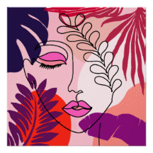 Bohemian Girl Line Art Pink Aesthetic 