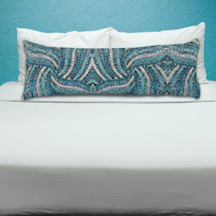 bohemian girly chic silver gray turquoise blue body cushion