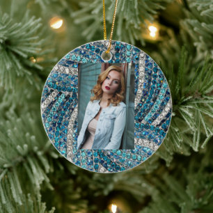 bohemian girly chic silver grey turquoise blue ceramic tree decoration