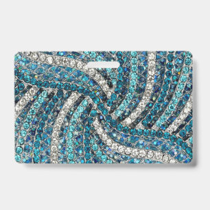 bohemian girly chic silver grey turquoise blue ID badge