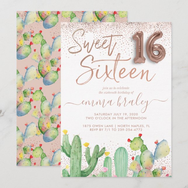 Bohemian Glam Fiesta Sweet Sixteen Invitation (Front/Back)