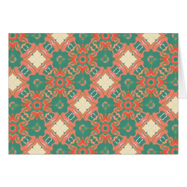 Bohemian Glam Turquoise Blue Coral Peach Tiles NT (Front Horizontal)