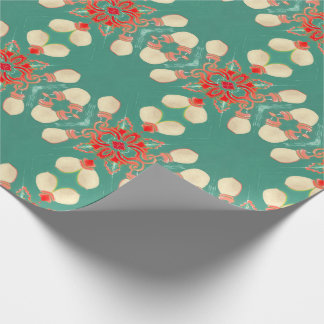 Bohemian Glam Turquoise Coral Gold Street Lights Wrapping Paper