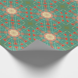 Bohemian Glam Turquoise Coral Starbursts Wrapping Paper