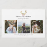 Bohemian Gold Antlers Jewellery Boutique Photo Fly Flyer<br><div class="desc">Coordinates with the Bohemian Gold Antlers with Flowers Business Card Template by 1201AM. An illustration of deer antlers in faux metallic gold is combined with a bouquet of flowers to provide a bohemian aesthetic on this customisable flyer template. Replace the stock photos with your own images to help promote your...</div>