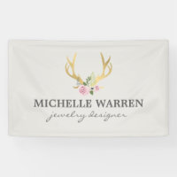 Bohemian Gold Antlers with Flowers II