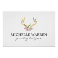 Bohemian Gold Antlers with Flowers Logo Download