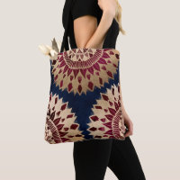Bohemian Gold Navy Burgundy Hand Drawn Mandala