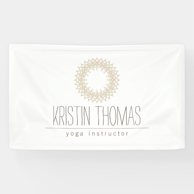 Bohemian Gold Sun Mandala Yoga Banner (Horizontal)