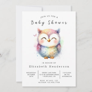 Bohemian Graceful Owl Baby Shower Invitation