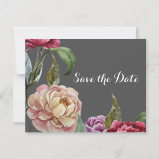 Bohemian Gray & Purple Floral Save the Date Cards