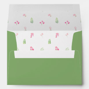 Bohemian Green Pink Floral Wedding Envelope