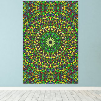 Bohemian Green Stone Mandala Premium Wrapped  Canvas Print