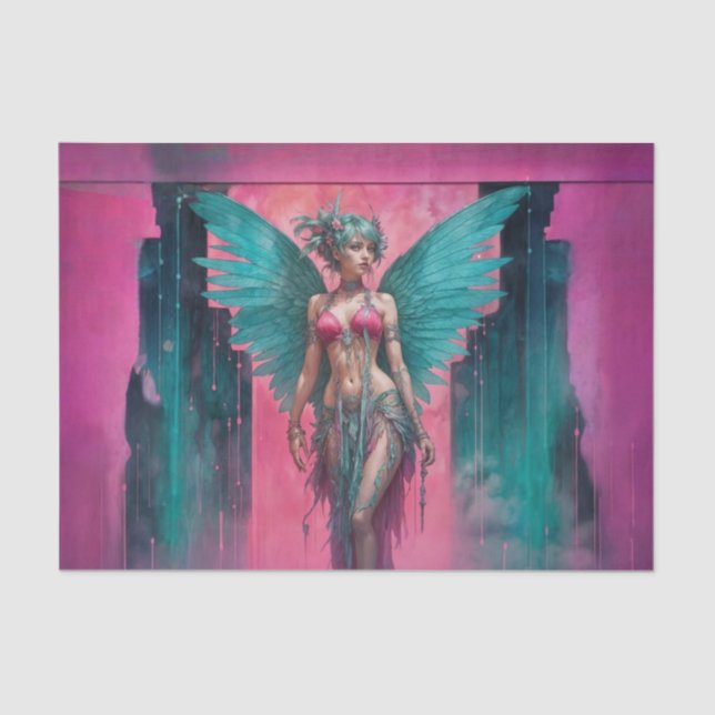 Bohemian Grunge Pink Fairy Decoupage Paper (Front)