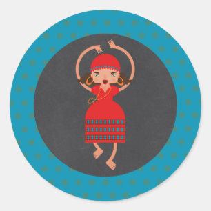 Bohemian Gyspsy Dancing Girl birthday party Classic Round Sticker