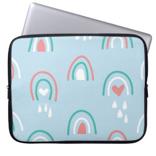 Bohemian hand drawn seamless pattern with rainbow  laptop sleeve