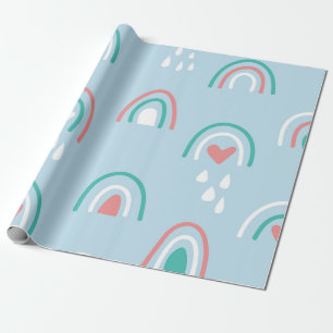 Bohemian hand drawn seamless pattern with rainbow wrapping paper
