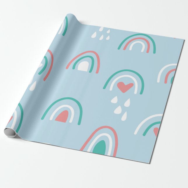 Bohemian hand drawn seamless pattern with rainbow  wrapping paper (Unrolled)