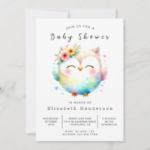 Bohemian Happy Owl Baby Shower Invitation