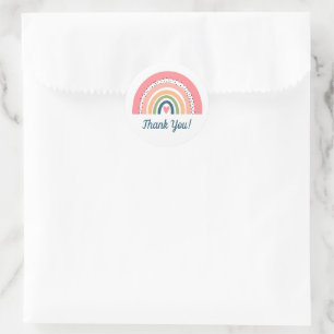 Bohemian Heart and Rainbow Thank You  Classic Round Sticker