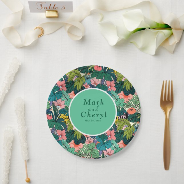 Bohemian Hibiscus Wedding Paper Plate (Wedding)
