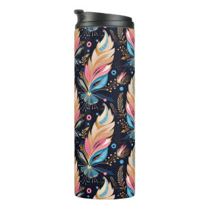Bohemian Hippie Chic Abstract Colorful Feather Art Thermal Tumbler