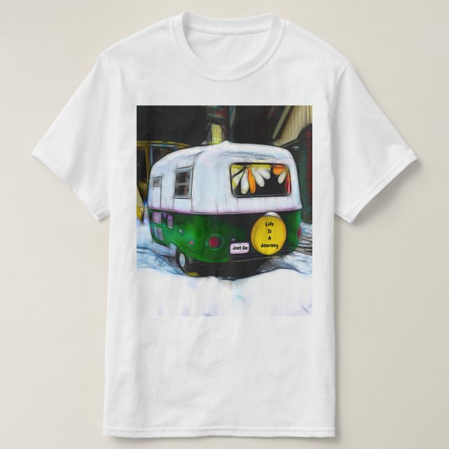 Bohemian Hippie Life Is A Journey Travel Trailer T-Shirt (Design Front)