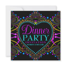 Bohemian Hippie Lights Dinner Party Invitations