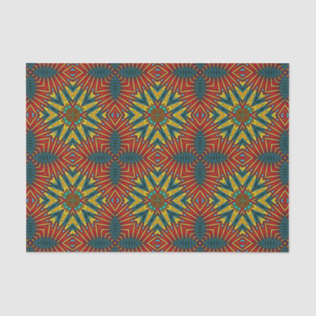 Bohemian Hippie Red Blue Yellow Cool Ethnic Tribal Tissue Paper (Front)