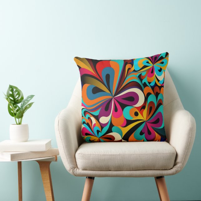 Bohemian Hippie Throw Pillow in Vibrant Colours (Chair)