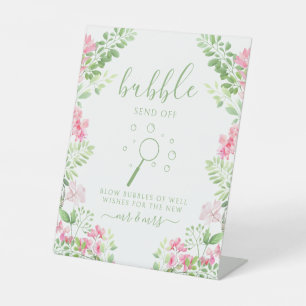 Bohemian Hot Pink Floral Wedding Bubble Sign
