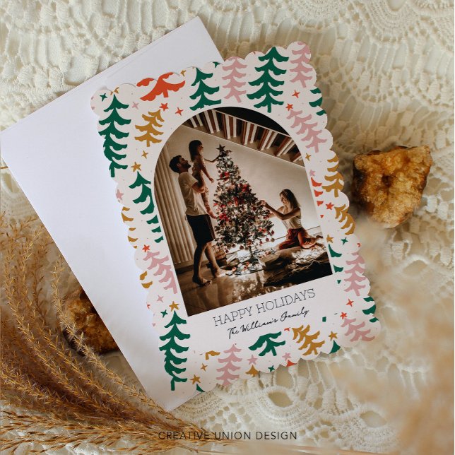 Bohemian Hygge Modern Boho Family Holiday Card (Creator Uploaded)