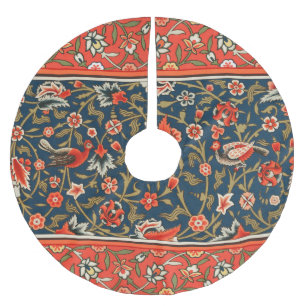 Bohemian Indo-Persian Floral Pattern Vintage Red Brushed Polyester Tree Skirt