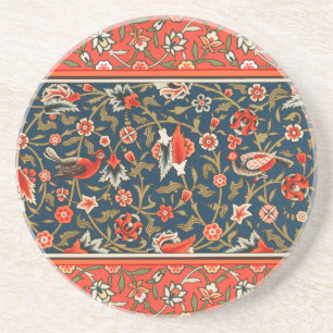 Bohemian Indo-Persian Floral Pattern Vintage Red  Coaster