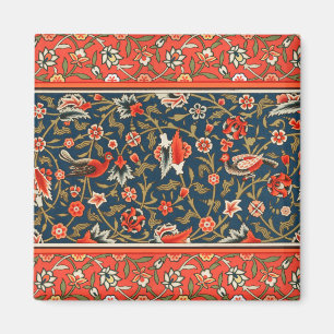 Bohemian Indo-Persian Floral Pattern Vintage Red Magnet