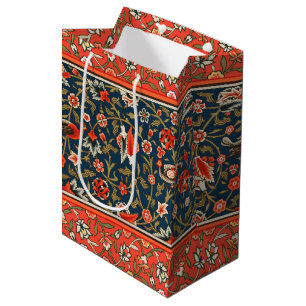 Bohemian Indo-Persian Floral Pattern Vintage Red  Medium Gift Bag